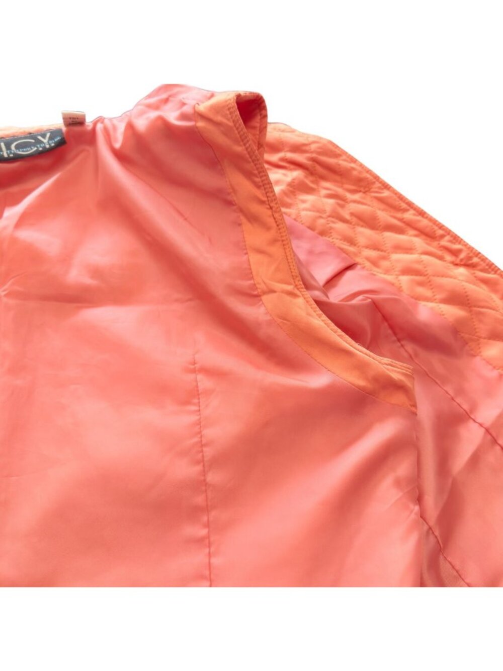 Womens I.C.Y. Quilted Vest XL Creamsicle Orange With Pockets Lightweight Layer - Picture 14 of 15